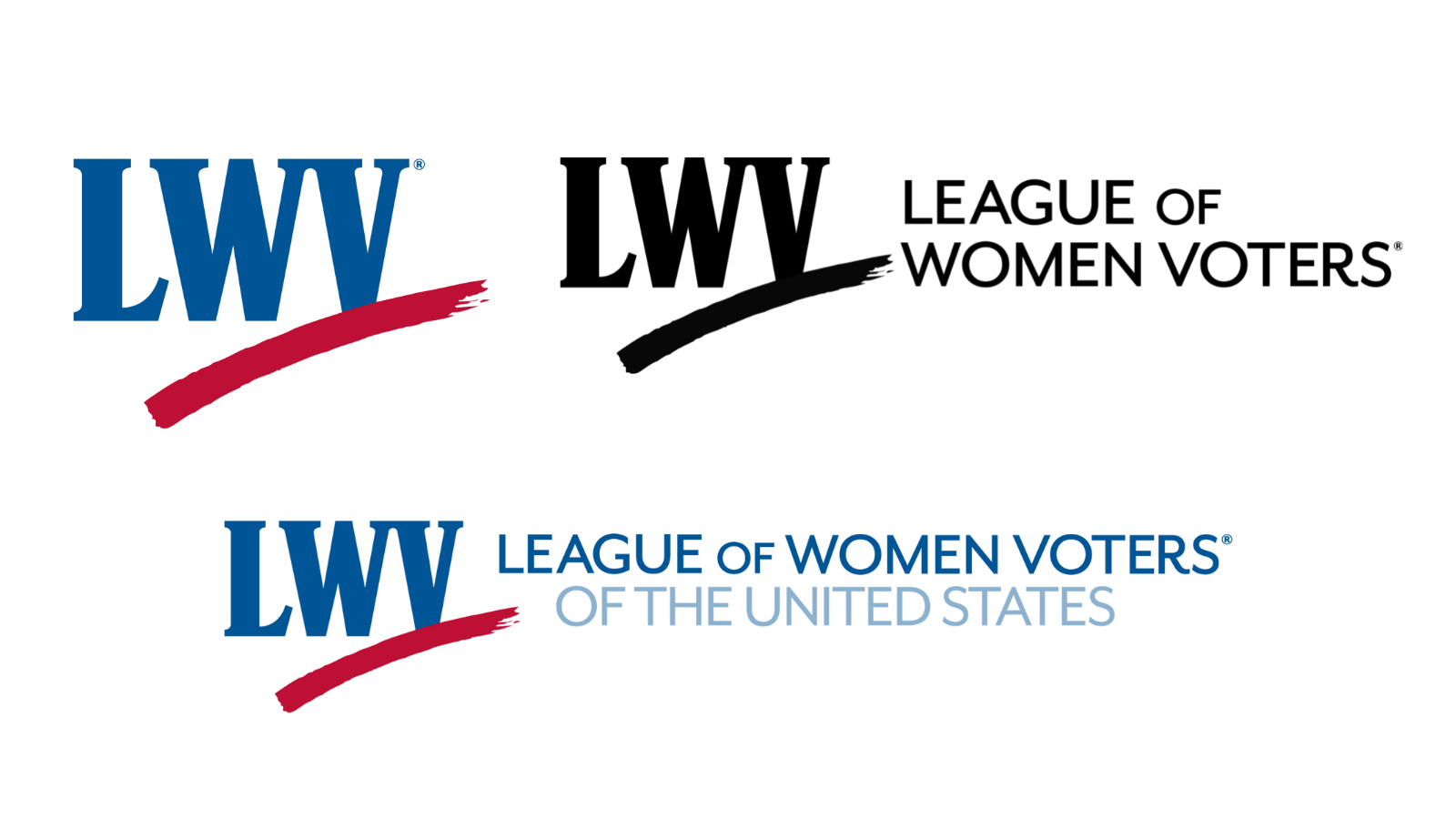 Sample logos/graphics outlined in LWVUS Brand Standards
